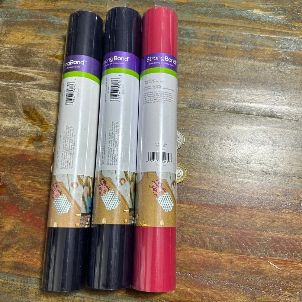 Cricut Everyday Iron-On Vinyl 12x24 3 Rolls Navy and Cherry StrongBond HTV